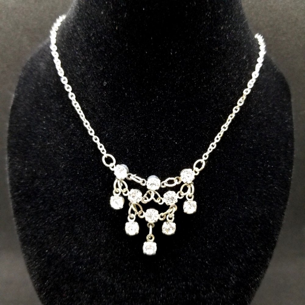 Claire's mini chandelier crystal silver necklace